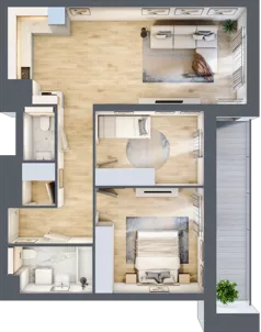 3 pokoje, mieszkanie 67,85 m², piętro 2, oferta nr 2C.2.90, Nowa Francuska IIA, Katowice, Osiedle Paderewskiego-Muchowiec, Muchowiec, ul. Szybowcowa