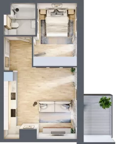 2 pokoje, mieszkanie 41,16 m², piętro 3, oferta nr 2C.3.91, Nowa Francuska IIA, Katowice, Osiedle Paderewskiego-Muchowiec, Muchowiec, ul. Szybowcowa