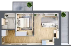 2 pokoje, mieszkanie 40,62 m², piętro 6, oferta nr 2C.6.124, Nowa Francuska IIA, Katowice, Osiedle Paderewskiego-Muchowiec, Muchowiec, ul. Szybowcowa