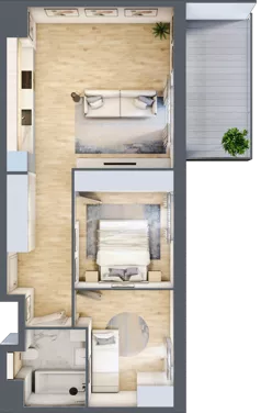 3 pokoje, mieszkanie 55,17 m², piętro 7, oferta nr 2B.7.61, Nowa Francuska IIA, Katowice, Osiedle Paderewskiego-Muchowiec, Muchowiec, ul. Szybowcowa