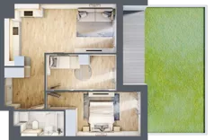 3 pokoje, mieszkanie 56,54 m², parter, oferta nr 3A.0.02, Nowa Francuska IIA, Katowice, Osiedle Paderewskiego-Muchowiec, Muchowiec, ul. Szybowcowa