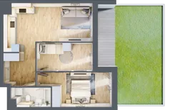 3 pokoje, mieszkanie 56,54 m², parter, oferta nr 3B.0.56, Nowa Francuska IIA, Katowice, Osiedle Paderewskiego-Muchowiec, Muchowiec, ul. Szybowcowa