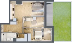 3 pokoje, mieszkanie 63,91 m², piętro 1, oferta nr 3A.1.08, Nowa Francuska IIA, Katowice, Osiedle Paderewskiego-Muchowiec, Muchowiec, ul. Szybowcowa