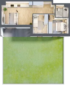 3 pokoje, mieszkanie 50,26 m², parter, oferta nr 3C.0.125, Nowa Francuska IIA, Katowice, Osiedle Paderewskiego-Muchowiec, Muchowiec, ul. Szybowcowa