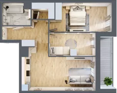 3 pokoje, mieszkanie 63,91 m², piętro 1, oferta nr 3A.1.08, Nowa Francuska IIA, Katowice, Osiedle Paderewskiego-Muchowiec, Muchowiec, ul. Szybowcowa