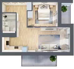 2 pokoje, mieszkanie 44,43 m², piętro 1, oferta nr 3A.1.11, Nowa Francuska IIA, Katowice, Osiedle Paderewskiego-Muchowiec, Muchowiec, ul. Szybowcowa