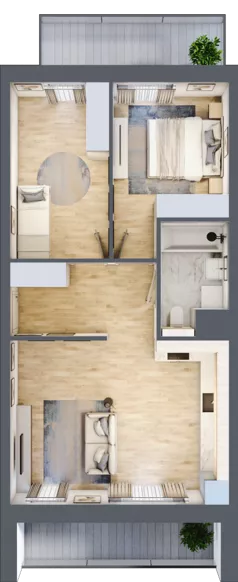 3 pokoje, mieszkanie 55,83 m², piętro 1, oferta nr 3C.1.127, Nowa Francuska IIA, Katowice, Osiedle Paderewskiego-Muchowiec, Muchowiec, ul. Szybowcowa