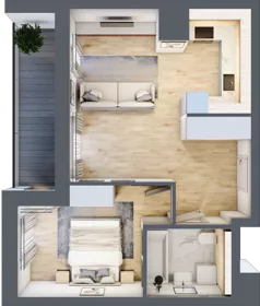 2 pokoje, mieszkanie 42,38 m², piętro 2, oferta nr 3B.2.76, Nowa Francuska IIA, Katowice, Osiedle Paderewskiego-Muchowiec, Muchowiec, ul. Szybowcowa