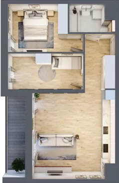 3 pokoje, mieszkanie 59,97 m², piętro 2, oferta nr 3B.2.77, Nowa Francuska IIA, Katowice, Osiedle Paderewskiego-Muchowiec, Muchowiec, ul. Szybowcowa