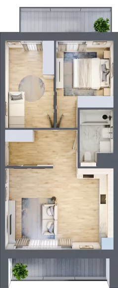 3 pokoje, mieszkanie 55,83 m², piętro 2, oferta nr 3C.2.130, Nowa Francuska IIA, Katowice, Osiedle Paderewskiego-Muchowiec, Muchowiec, ul. Szybowcowa