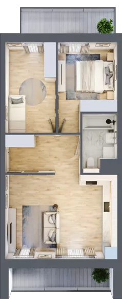 3 pokoje, mieszkanie 55,83 m², piętro 3, oferta nr 3C.3.133, Nowa Francuska IIA, Katowice, Osiedle Paderewskiego-Muchowiec, Muchowiec, ul. Szybowcowa