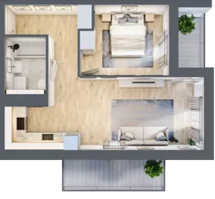 2 pokoje, mieszkanie 45,73 m², piętro 4, oferta nr 3A.4.32, Nowa Francuska IIA, Katowice, Osiedle Paderewskiego-Muchowiec, Muchowiec, ul. Szybowcowa