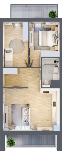 3 pokoje, mieszkanie 56,87 m², piętro 4, oferta nr 3C.4.136, Nowa Francuska IIA, Katowice, Osiedle Paderewskiego-Muchowiec, Muchowiec, ul. Szybowcowa