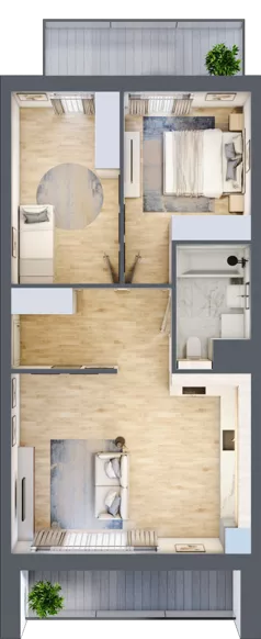 3 pokoje, mieszkanie 56,98 m², piętro 5, oferta nr 3C.5.139, Nowa Francuska IIA, Katowice, Osiedle Paderewskiego-Muchowiec, Muchowiec, ul. Szybowcowa