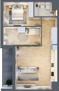 3 pokoje, mieszkanie 61,56 m², piętro 8, oferta nr 3B.8.123, Nowa Francuska IIA, Katowice, Osiedle Paderewskiego-Muchowiec, Muchowiec, ul. Szybowcowa