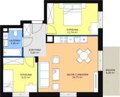 3 pokoje, mieszkanie 56,92 m², parter, oferta nr 6.2.8, Osiedle Przyjemne - etap III, Gdańsk, Jasień, ul. Flisykowskiego