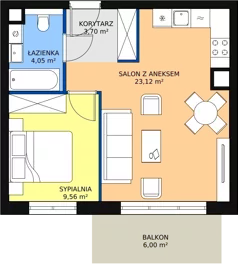 2 pokoje, mieszkanie 40,97 m², piętro 1, oferta nr 6.3.9, Osiedle Przyjemne - etap III, Gdańsk, Jasień, ul. Flisykowskiego
