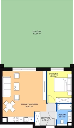 2 pokoje, mieszkanie 46,18 m², parter, oferta nr 8.1.5, Osiedle Przyjemne - etap III, Gdańsk, Jasień, ul. Flisykowskiego