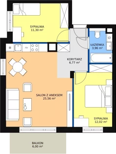 3 pokoje, mieszkanie 60,12 m², piętro 1, oferta nr 8.3.2, Osiedle Przyjemne - etap III, Gdańsk, Jasień, ul. Flisykowskiego
