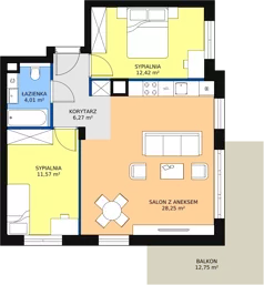 3 pokoje, mieszkanie 62,98 m², piętro 2, oferta nr 8.4.7, Osiedle Przyjemne - etap III, Gdańsk, Jasień, ul. Flisykowskiego