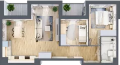 3 pokoje, mieszkanie 63,48 m², piętro 1, oferta nr A2-1-166, Hipoteczna Park, Łódź, Bałuty, ul. Hipoteczna 7
