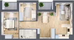 3 pokoje, mieszkanie 65,19 m², piętro 1, oferta nr A2-1-173, Hipoteczna Park, Łódź, Bałuty, ul. Hipoteczna 7