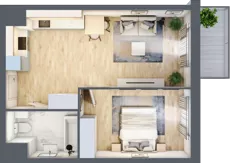 2 pokoje, mieszkanie 44,19 m², piętro 2, oferta nr A2-2-179, Hipoteczna Park, Łódź, Bałuty, ul. Hipoteczna 7