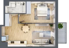 2 pokoje, mieszkanie 44,54 m², piętro 1, oferta nr A3-1-107, Hipoteczna Park, Łódź, Bałuty, ul. Hipoteczna 7