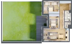 3 pokoje, mieszkanie 70,95 m², parter, oferta nr 1.00.B03, Ogrody Andersa III, Gliwice, Wojska Polskiego, ul. Generała Władysława Andersa