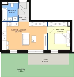 2 pokoje, mieszkanie 40,95 m², parter, oferta nr 1.00.C01, Ogrody Andersa III, Gliwice, Wojska Polskiego, ul. Generała Władysława Andersa