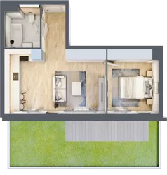 2 pokoje, mieszkanie 40,95 m², parter, oferta nr 1.00.C01, Ogrody Andersa III, Gliwice, Wojska Polskiego, ul. Generała Władysława Andersa