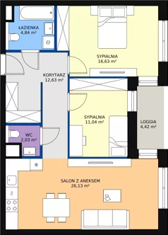 3 pokoje, mieszkanie 73,30 m², parter, oferta nr 1.00.D03, Ogrody Andersa III, Gliwice, Wojska Polskiego, ul. Generała Władysława Andersa