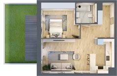 2 pokoje, mieszkanie 52,05 m², parter, oferta nr 1.00.D04, Ogrody Andersa III, Gliwice, Wojska Polskiego, ul. Generała Władysława Andersa