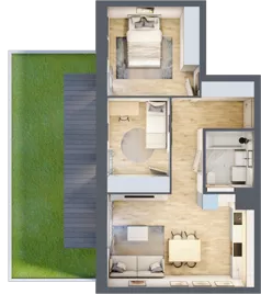 3 pokoje, mieszkanie 54,74 m², parter, oferta nr 1.00.D05, Ogrody Andersa III, Gliwice, Wojska Polskiego, ul. Generała Władysława Andersa