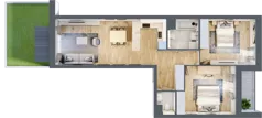 3 pokoje, mieszkanie 73,00 m², parter, oferta nr 1.00.E01, Ogrody Andersa III, Gliwice, Wojska Polskiego, ul. Generała Władysława Andersa