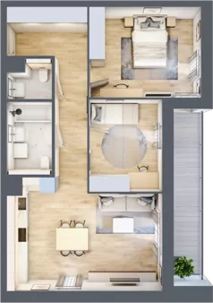 3 pokoje, mieszkanie 68,08 m², parter, oferta nr 1.00.E03, Ogrody Andersa III, Gliwice, Wojska Polskiego, ul. Generała Władysława Andersa