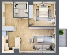 2 pokoje, mieszkanie 52,58 m², piętro 1, oferta nr 1.01.B07, Ogrody Andersa III, Gliwice, Wojska Polskiego, ul. Generała Władysława Andersa