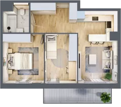 3 pokoje, mieszkanie 52,45 m², piętro 1, oferta nr 1.01.C03, Ogrody Andersa III, Gliwice, Wojska Polskiego, ul. Generała Władysława Andersa