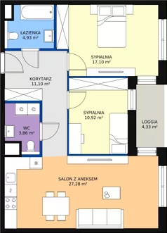 3 pokoje, mieszkanie 75,19 m², piętro 1, oferta nr 1.01.D08, Ogrody Andersa III, Gliwice, Wojska Polskiego, ul. Generała Władysława Andersa