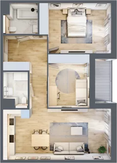 3 pokoje, mieszkanie 75,19 m², piętro 1, oferta nr 1.01.D08, Ogrody Andersa III, Gliwice, Wojska Polskiego, ul. Generała Władysława Andersa