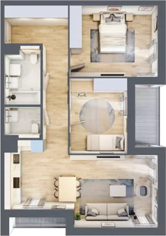 3 pokoje, mieszkanie 72,09 m², piętro 1, oferta nr 1.01.E07, Ogrody Andersa III, Gliwice, Wojska Polskiego, ul. Generała Władysława Andersa