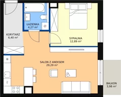 2 pokoje, mieszkanie 52,85 m², piętro 2, oferta nr 1.02.B13, Ogrody Andersa III, Gliwice, Wojska Polskiego, ul. Generała Władysława Andersa