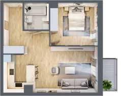 2 pokoje, mieszkanie 52,85 m², piętro 2, oferta nr 1.02.B13, Ogrody Andersa III, Gliwice, Wojska Polskiego, ul. Generała Władysława Andersa