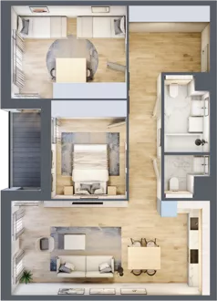 3 pokoje, mieszkanie 74,99 m², piętro 2, oferta nr 1.02.B14, Ogrody Andersa III, Gliwice, Wojska Polskiego, ul. Generała Władysława Andersa