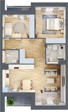 3 pokoje, mieszkanie 70,07 m², piętro 2, oferta nr 1.02.C05, Ogrody Andersa III, Gliwice, Wojska Polskiego, ul. Generała Władysława Andersa