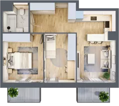 3 pokoje, mieszkanie 52,45 m², piętro 2, oferta nr 1.02.C06, Ogrody Andersa III, Gliwice, Wojska Polskiego, ul. Generała Władysława Andersa