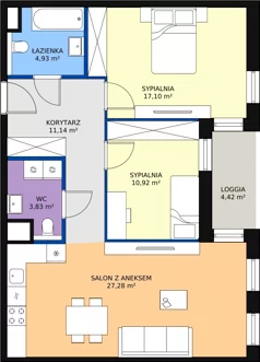 3 pokoje, mieszkanie 75,20 m², piętro 2, oferta nr 1.02.D13, Ogrody Andersa III, Gliwice, Wojska Polskiego, ul. Generała Władysława Andersa