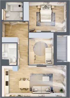 3 pokoje, mieszkanie 75,20 m², piętro 2, oferta nr 1.02.D13, Ogrody Andersa III, Gliwice, Wojska Polskiego, ul. Generała Władysława Andersa