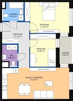3 pokoje, mieszkanie 75,19 m², piętro 3, oferta nr 1.03.D20, Ogrody Andersa III, Gliwice, Wojska Polskiego, ul. Generała Władysława Andersa