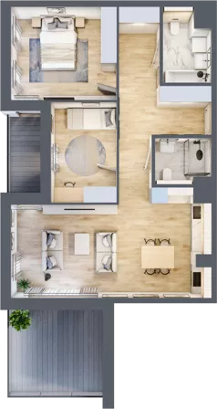 3 pokoje, mieszkanie 74,49 m², piętro 4, oferta nr 1.04.A15, Ogrody Andersa III, Gliwice, Wojska Polskiego, ul. Generała Władysława Andersa